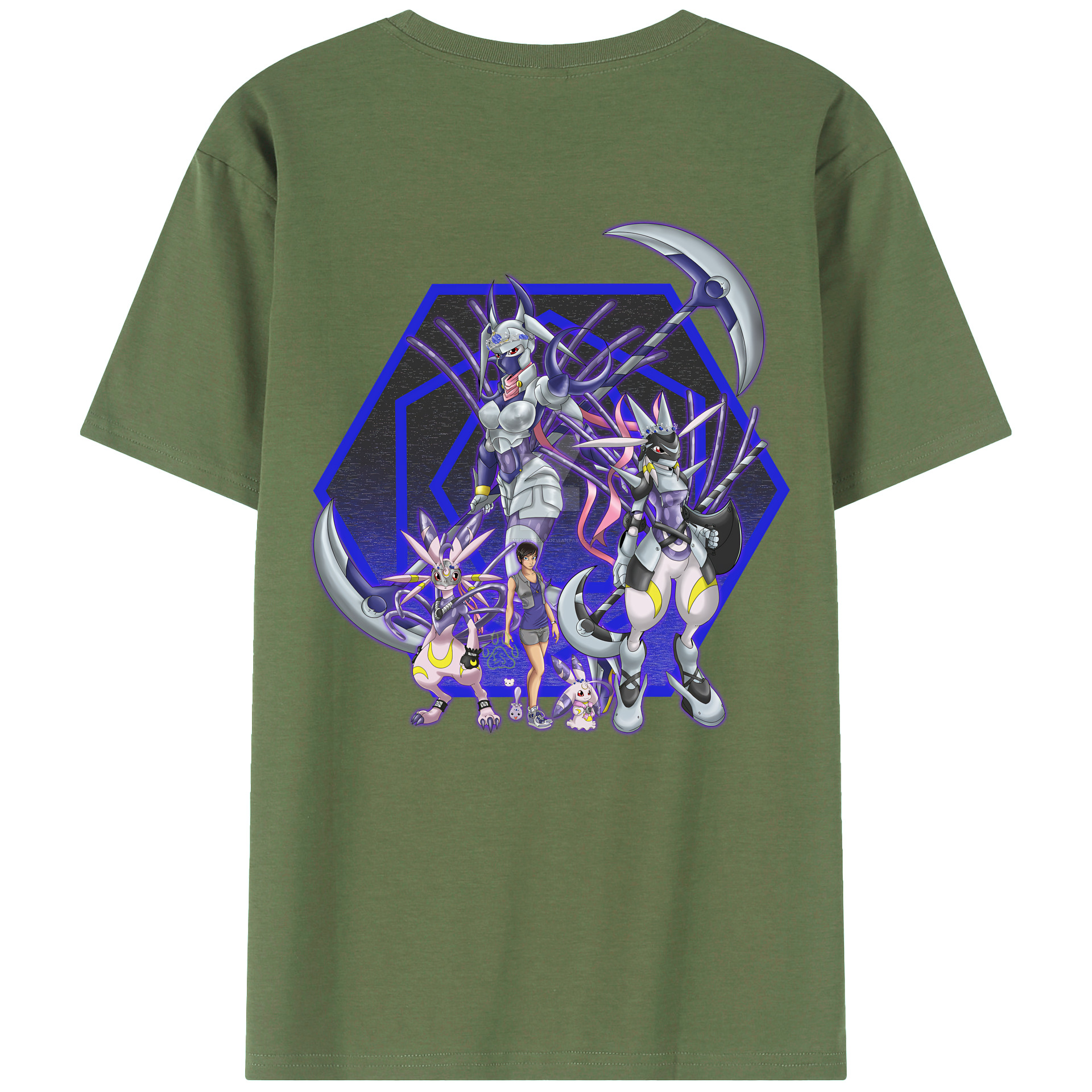 （画像用） Digimon デジタルモンスター/デジモン 綿100％ メンズ半袖Tシャツ（バックプリント） 通気性
